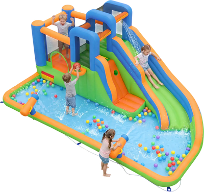 Costway Inflatable Water Slide Park w/ 780W Blower Splash Pool 40357348 New
