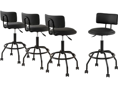 Costway Set of 4 Modern Swivel Height Adjustable Bar Stools with Backrest 66837023 New