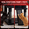 Sisal scratching ramp and posts on the Gothic multi-level cat tree encourage claw grinding and protect furniture.