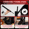 Multi-level 70-inch Gothic cat tree features a bat-shaped platform, sisal scratching posts, and removable teasing sticks.