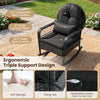 Outdoor wicker rocking chair with thick cushions and ergonomic design, perfect for porch relaxation and comfort.