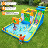 10-in-1 inflatable bounce house with water slide, climbing wall, and splash pool for kids' outdoor summer fun.