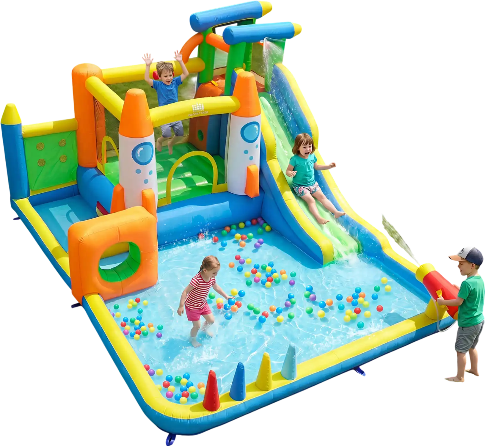 Costway 10-in-1 Inflatable Bounce House Water Slide w/ 680W Blower for Kids 23990889 New
