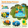 10-in-1 inflatable bounce house with water slide, featuring a climbing wall, basketball hoop, and splash pool for kids' fun.