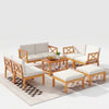 Acacia wood coffee table from the 10-piece outdoor patio furniture set, offering stylish convenience for outdoor gatherings.