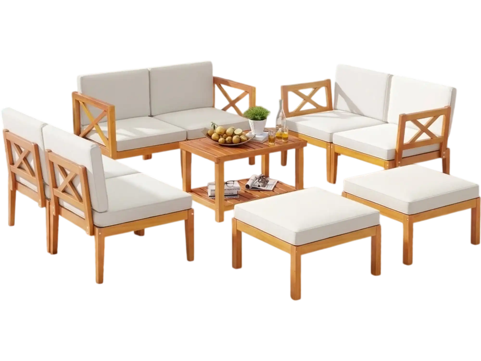 Costway 10-Piece Acacia Wood Outdoor Patio Furniture Set 91384568 New