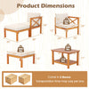 Product dimensions for the 10-piece acacia wood outdoor patio furniture set, showcasing seating for up to 7 people.