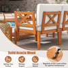 Acacia wood chair from the 10-piece outdoor patio furniture set, featuring comfortable cushions for versatile seating.