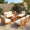10-piece acacia wood outdoor patio furniture set with comfortable cushions, perfect for versatile seating in backyards.