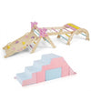 Toddler indoor play gym featuring a climbing frame and soft foam blocks for versatile, imaginative play activities.