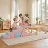 Colorful 6-piece toddler indoor play gym with climbing frame and foam blocks for imaginative and active play.