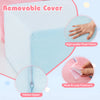 Close-up of the plush fabric cover with hidden zipper and hook-and-loop fasteners for the 6-piece toddler play gym.
