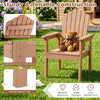 Adirondack chair in brown with high backrest and wide armrests, made from durable HIPS material for outdoor use.