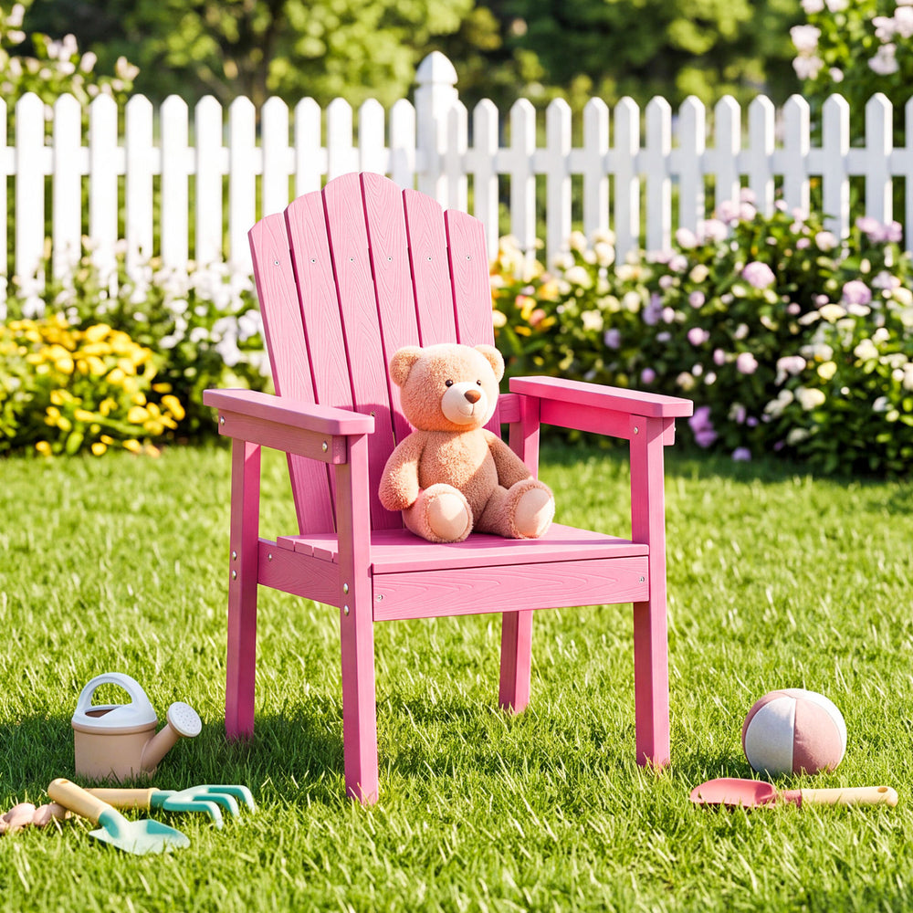 Outdoor Adirondack Chair with High Backrest and Wide Armrests for Deck Poolside-Pink - Gallery View 1 of 9
