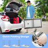 Folding fish cleaning table with rotatable faucet and drainage hose, designed for easy storage and outdoor use.