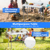 Folding fish cleaning table with built-in sink, rotatable faucet, and knife slots, perfect for fishing and camping.
