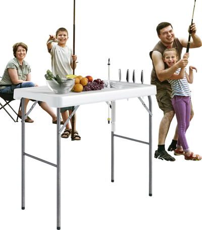 Costway Folding Fish Cleaning Table Rotatable Faucet Drainage Hose 52011392 New