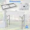 Folding fish cleaning table with built-in sink, rotatable faucet, and drainage hose, perfect for fishing and outdoor use.