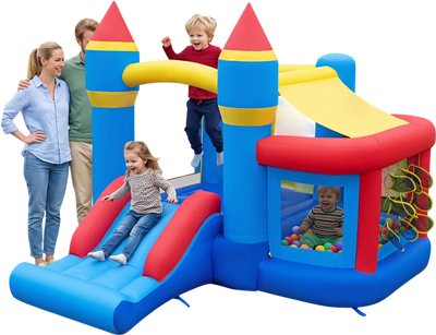 Costway Inflatable Bounce House Slide Ball Pit Games w/ 550W Blower 25322934 New