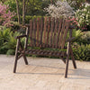 2-Person Log Wood Patio Bench with Slatted Backrest for Deck Backyard-Brown - Gallery View 1 of 10