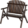 Brown 2-person log wood patio bench with slatted backrest, perfect for deck or backyard relaxation.