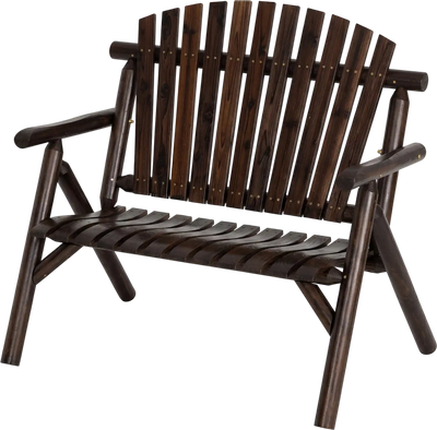 Costway 2-Person Log Wood Patio Bench Slatted Backrest 45809306 New
