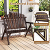 2-person log wood patio bench with slatted backrest, featuring ergonomic design and enhanced stability for outdoor relaxation.