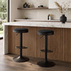 Black kitchen bar stools with smooth 360° swivel and non-slip wide base for stability and comfort at any counter height.