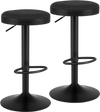 Single black kitchen bar stool featuring height adjustment, padded seat, and a comfortable D-shaped footrest for support.