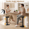 Set of 2 black kitchen bar stools with height adjustment, padded seat, and D-shaped footrest for versatile use.