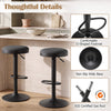 Set of 2 black kitchen bar stools with height adjustment, padded seat, and D-shaped footrest for versatile comfort.