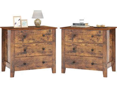 Costway 2-Pack 3-Drawer Dresser Bedside Table Chest 63745148 New