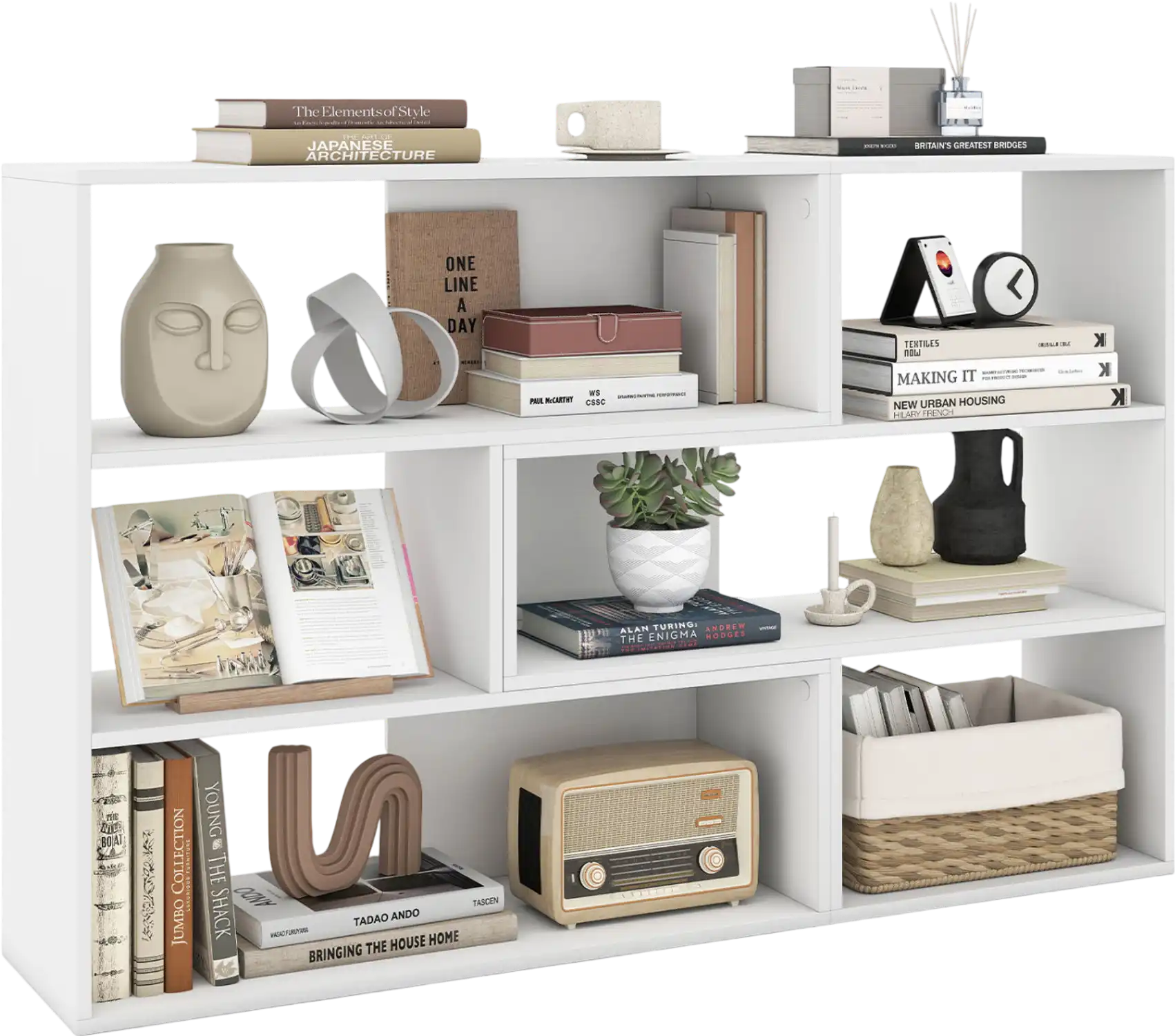 Costway Concave Convex 3-Shelf Bookcase Set with Anti-Toppling Device 47166793 New