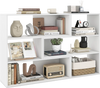 Concave and convex white bookshelf with three open shelves, featuring a geometric design for versatile home decoration.