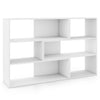 Concave and convex white bookshelf with three open shelves, featuring an anti-toppling device for stability and safety.