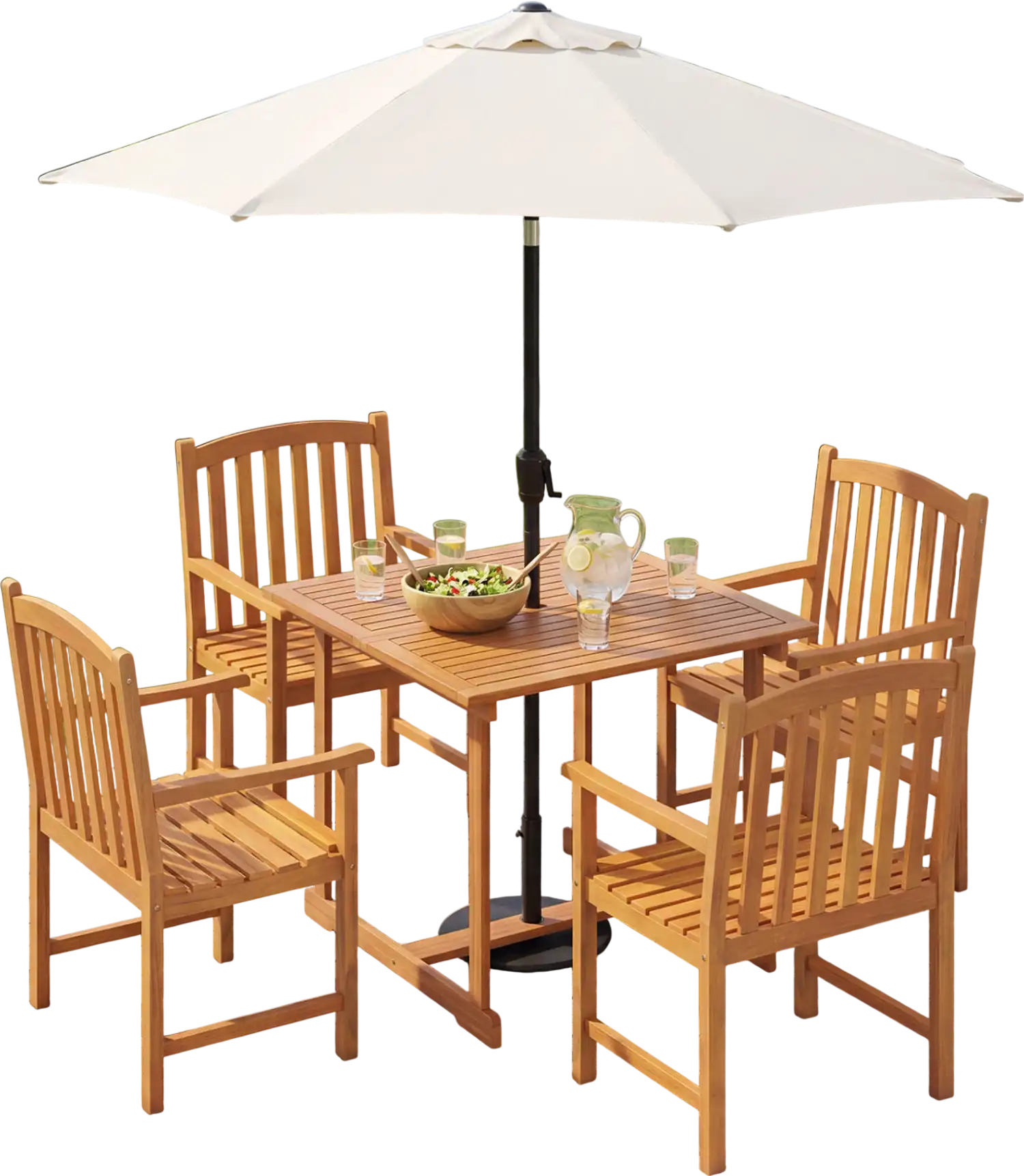 Costway 5-Piece Outdoor Patio Dining Set for 4 Acacia Table Armchairs 79354992 New