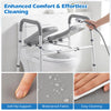 Heavy-duty 400 lbs raised toilet seat with non-slip handles and padded support for enhanced comfort and safety.