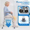 Heavy-duty raised toilet seat supports 400 lbs, featuring non-slip handles and a padded seat for comfort and stability.