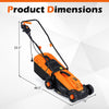 13-inch corded electric lawn mower with 12-amp motor, 3-position height adjustment, and compact design for easy maneuvering.