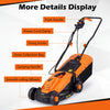 Corded electric lawn mower with a 13-inch cutting deck, 12-amp motor, and smooth-rolling wheels for easy maneuvering.