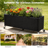 Raised garden bed made of fade-resistant PE rattan with wheels, ideal for cultivating flowers and vegetables outdoors.