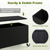 Raised garden bed with sturdy metal frame, PE rattan design, and wheels for easy outdoor plant cultivation.