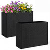 Set of 2 raised garden beds made of weatherproof PE rattan, ideal for indoor or outdoor plant cultivation and decoration.