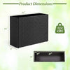 Dimensions of a raised garden bed made of all-weather PE rattan, ideal for indoor and outdoor plant cultivation.