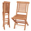 Teak wood folding patio chair with high backrest and X-support, perfect for backyard relaxation and easy storage.