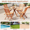 Teak wood folding patio table with a sleek design, perfect for outdoor dining and gatherings in the backyard or deck.