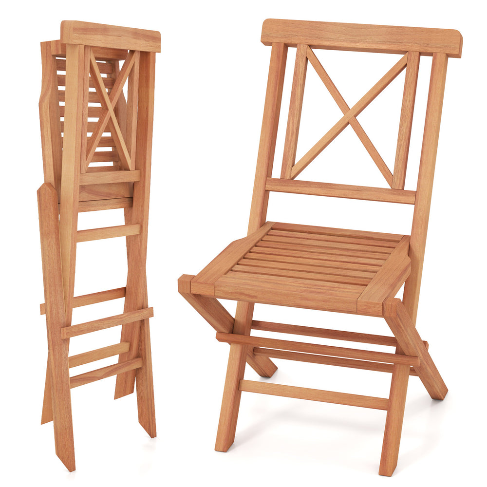Teak wood folding patio chair with sturdy frame and ergonomic design, ideal for garden or outdoor dining.