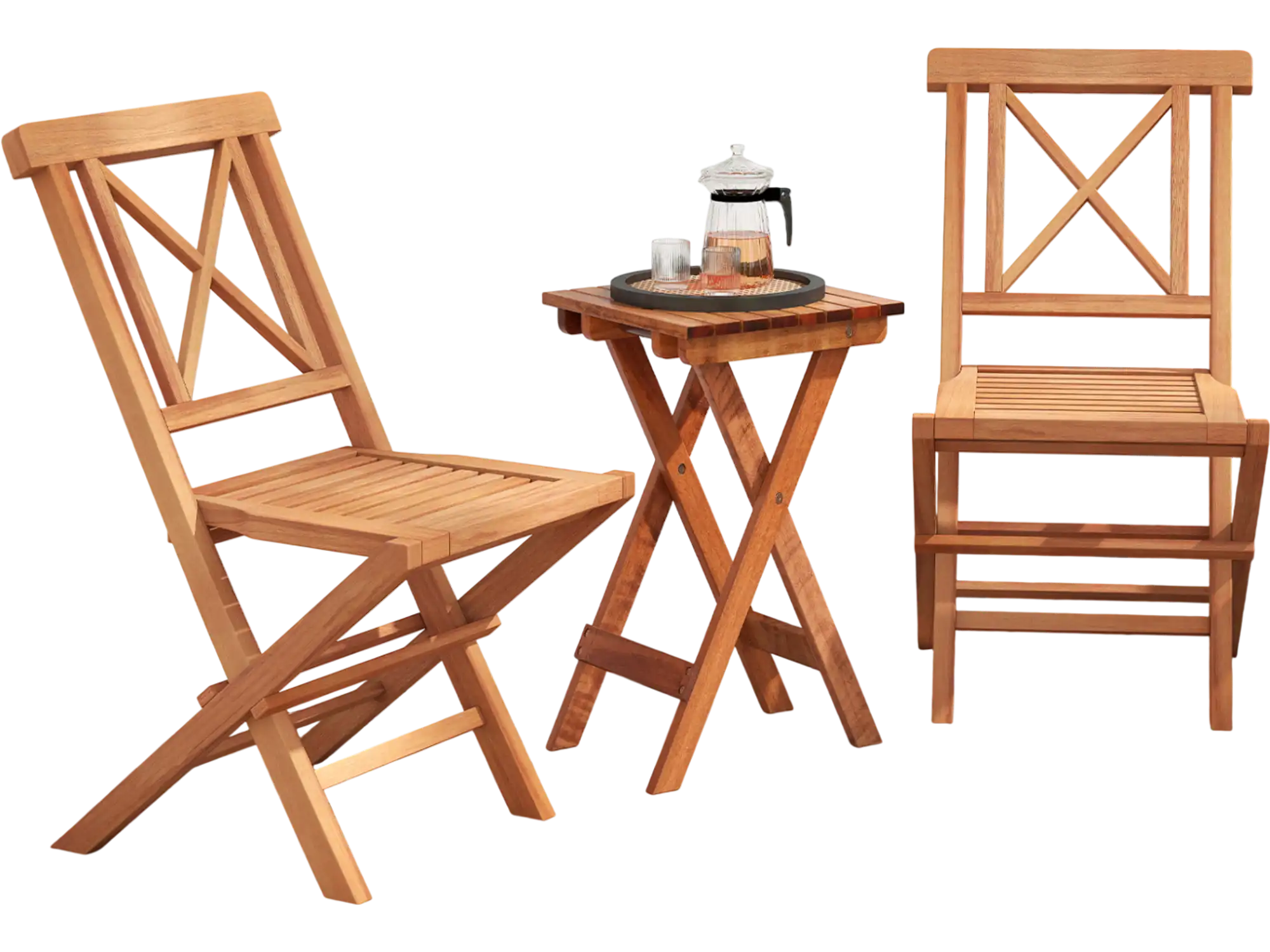 Costway Teak Wood Folding Patio Dining Chairs Set of 2 98503372 New