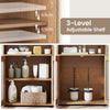 3-level adjustable shelf in a natural bathroom cabinet set offers versatile storage for various items and easy access.