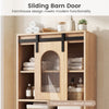 Bathroom cabinet set featuring a sliding barn door with a translucent panel, ideal for versatile storage and farmhouse style.